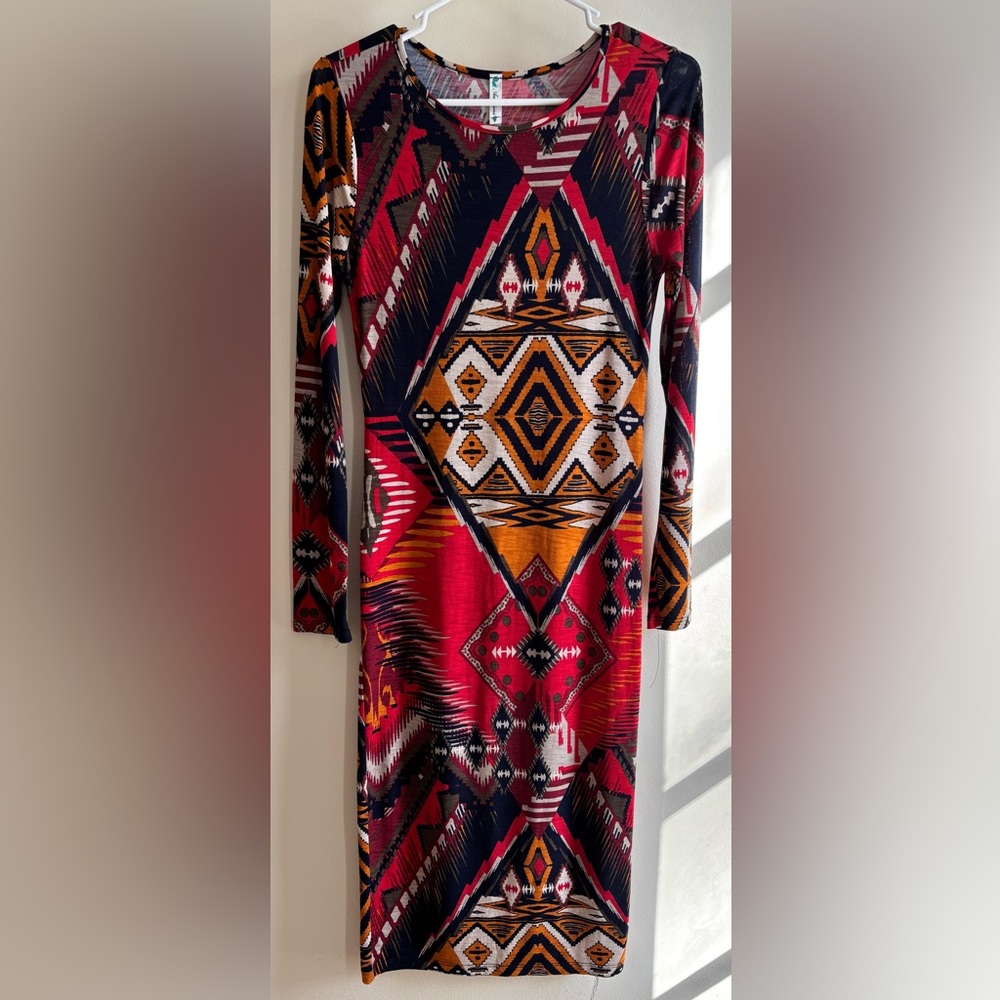 Vivid Multi Color Ladies Long Sleeve Dress